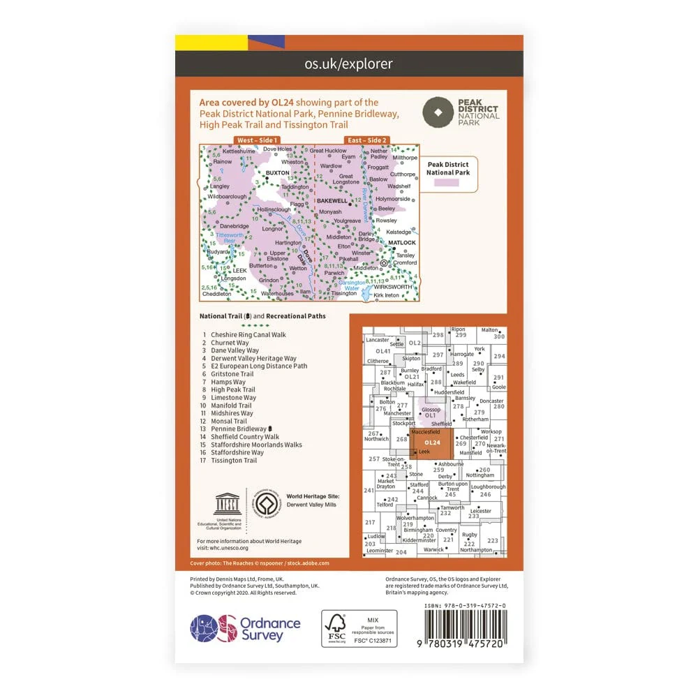 OS Explorer Laminated / Peak District White Peak - Image 2