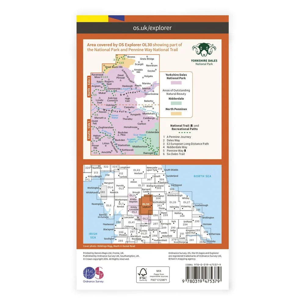 OS Explorer Laminated / Yorkshire Dales North & Central - Image 2