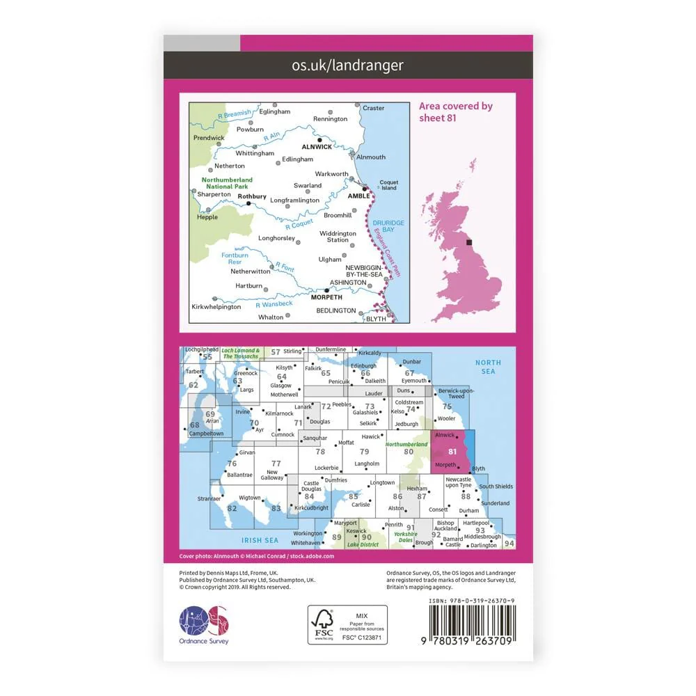 OS Landranger / Alnwick, Morpeth - Image 2