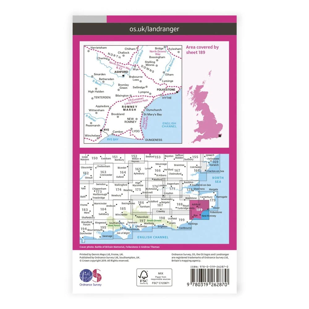 OS Landranger / Ashford & Romney Marsh - Image 2