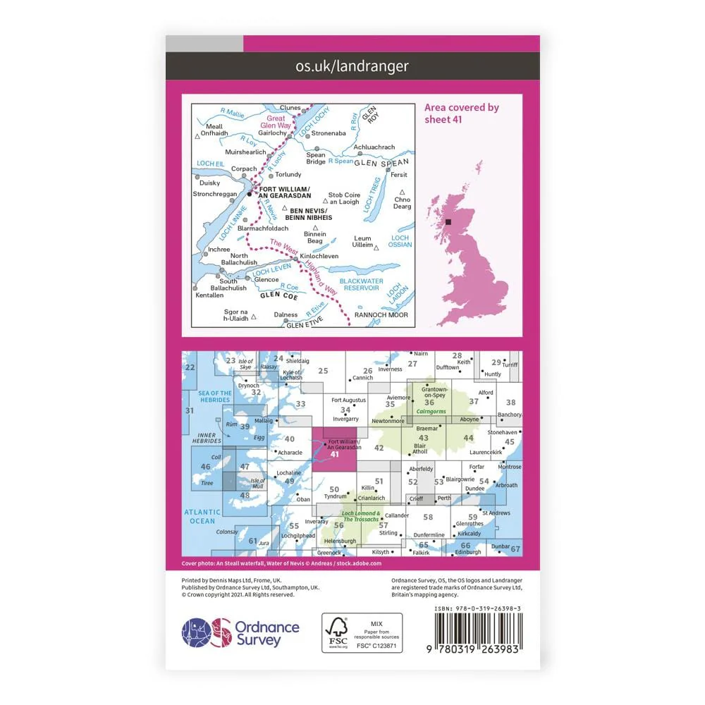 OS Landranger / Ben Nevis  Fort William - Image 2