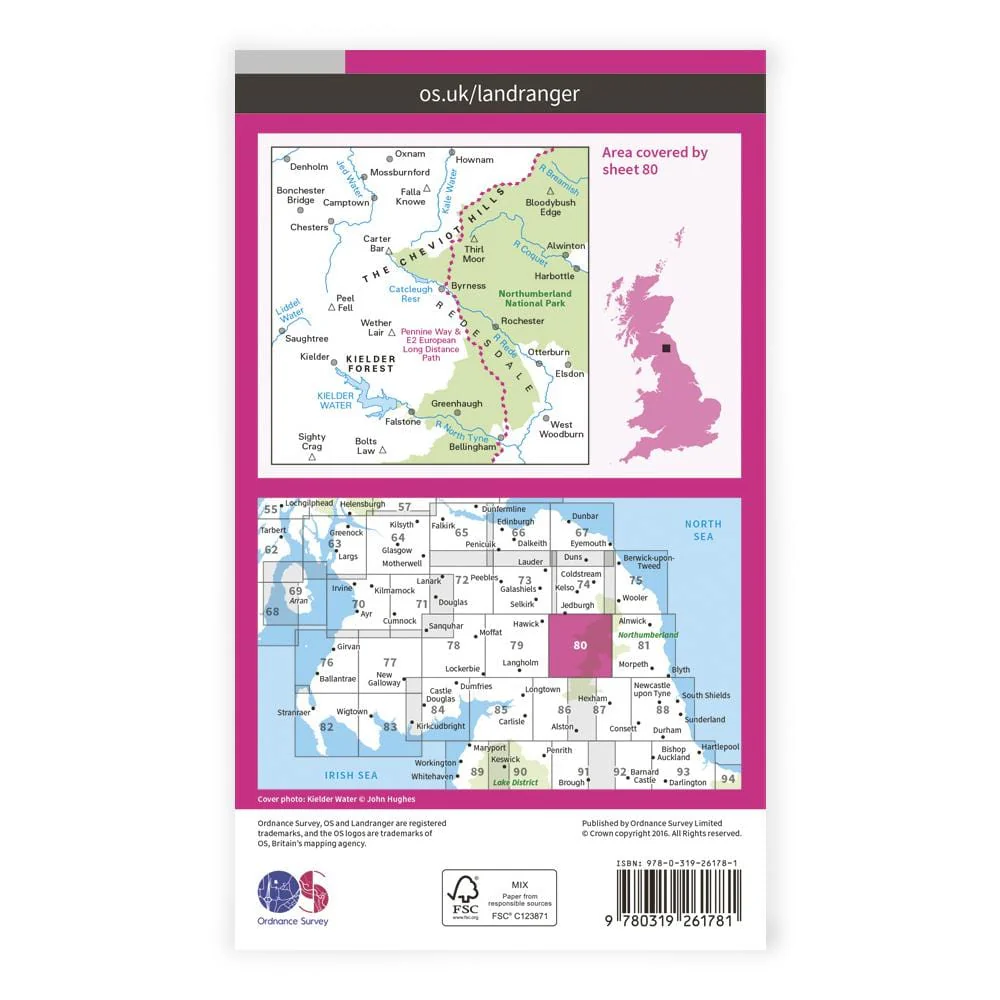 OS Landranger / Cheviot Hills & Kielder Forest - Image 2