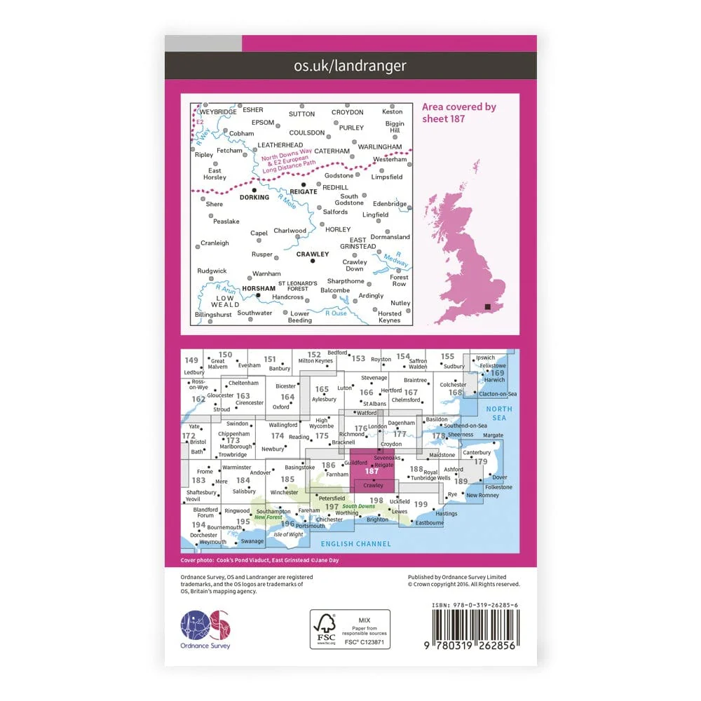 OS Landranger / Dorking, Reigate & Crawley - Image 2