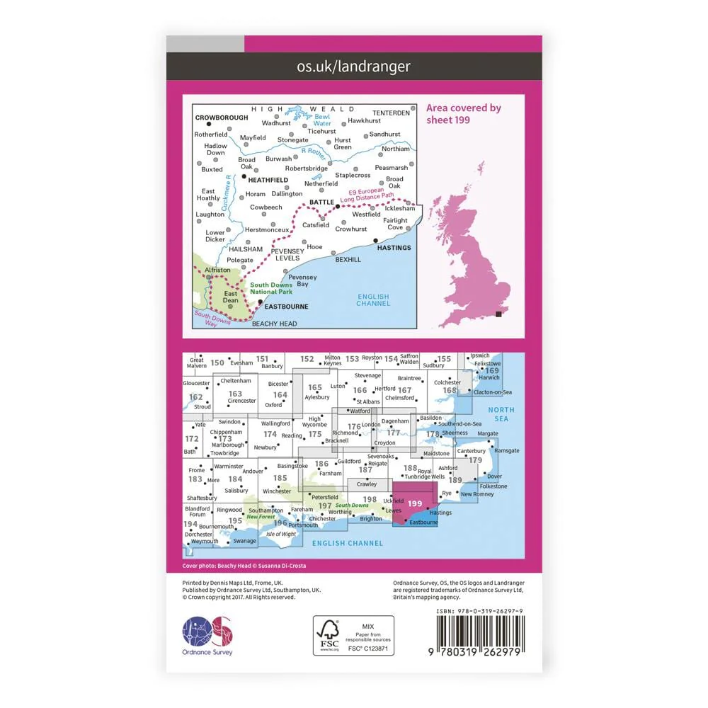 OS Landranger / Eastbourne & Hastings - Image 2