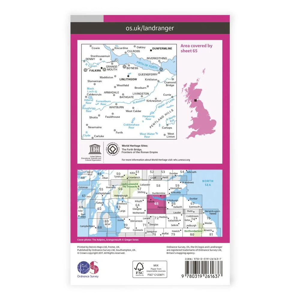 OS Landranger / Falkirk, Linlithgow, Dunfermline - Image 2