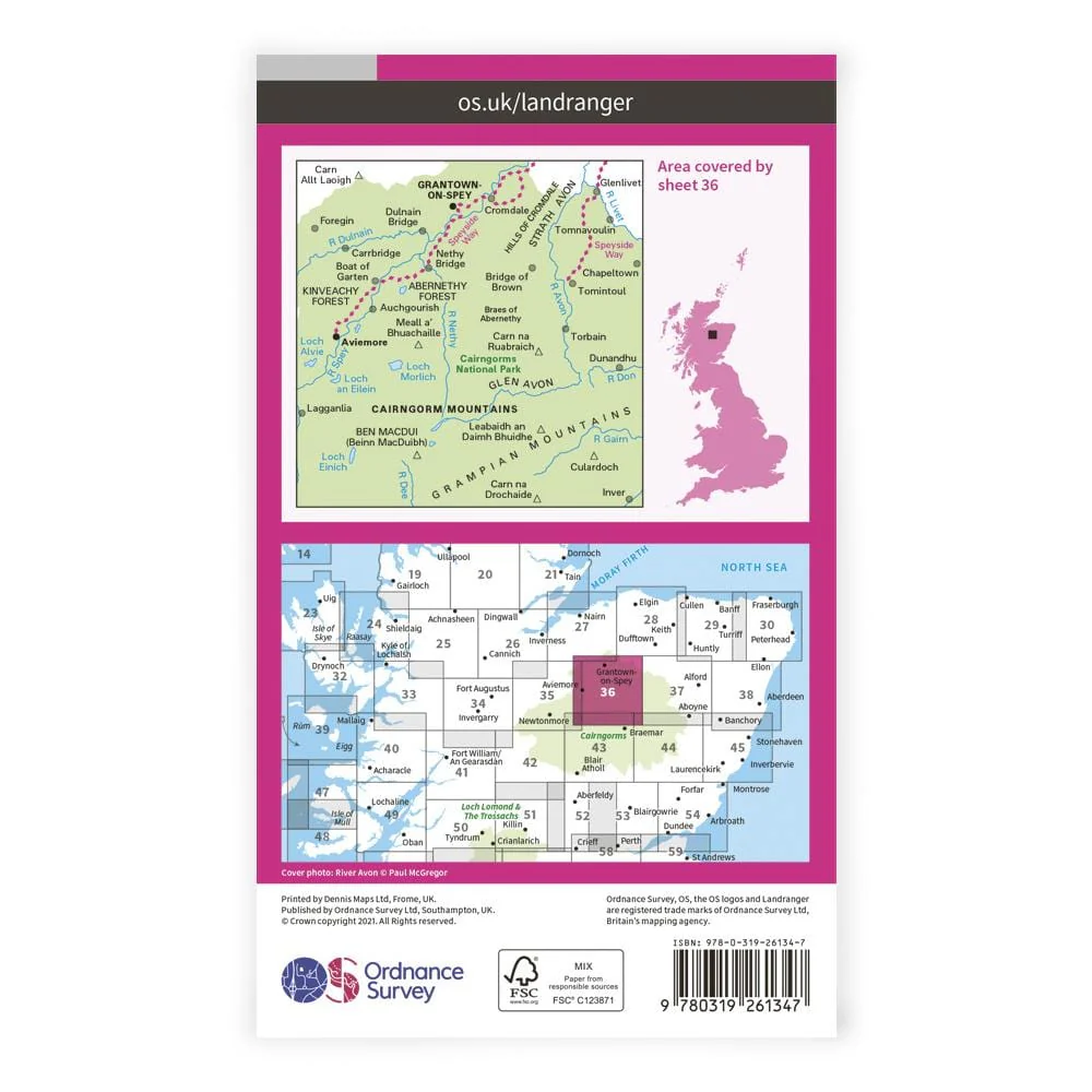 OS Landranger / Grantown ,Aviemore & Cairngorm - Image 2