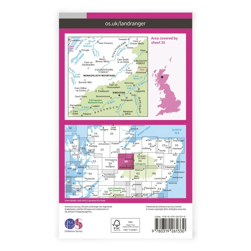 OS Landranger / Kingussie & Monadhliath Mtns - Image 2