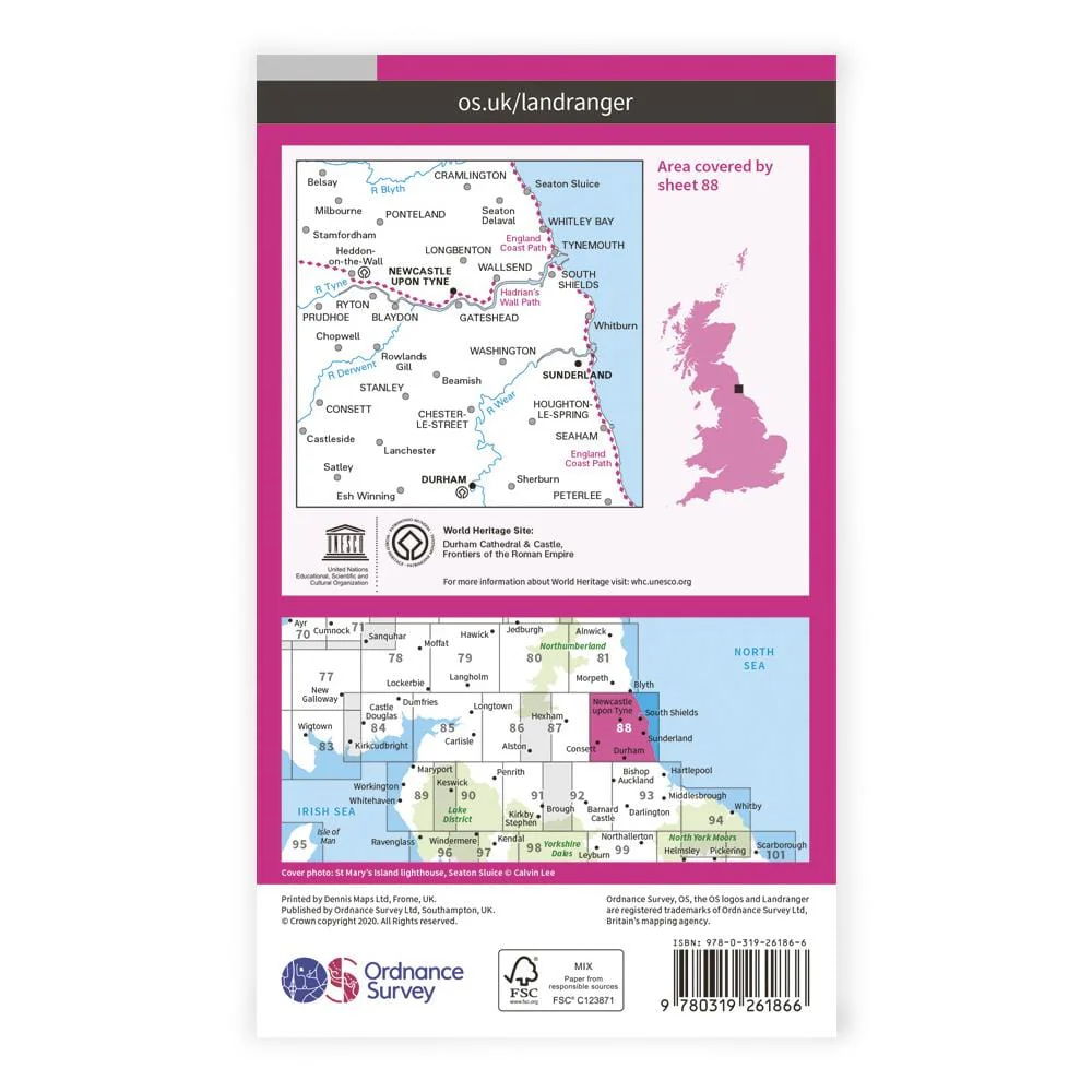 OS Landranger / Newcastle Upon Tyne/Durham - Image 2