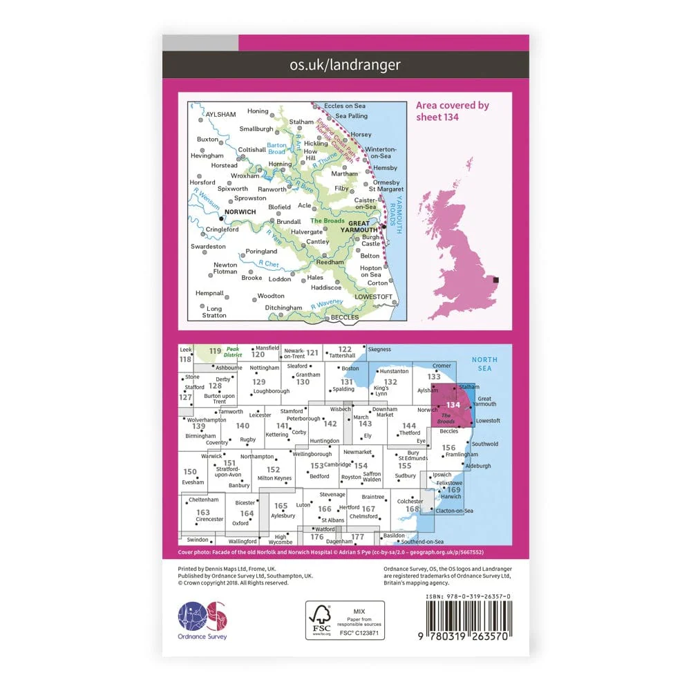 OS Landranger / Norwich & The Broads - Image 2