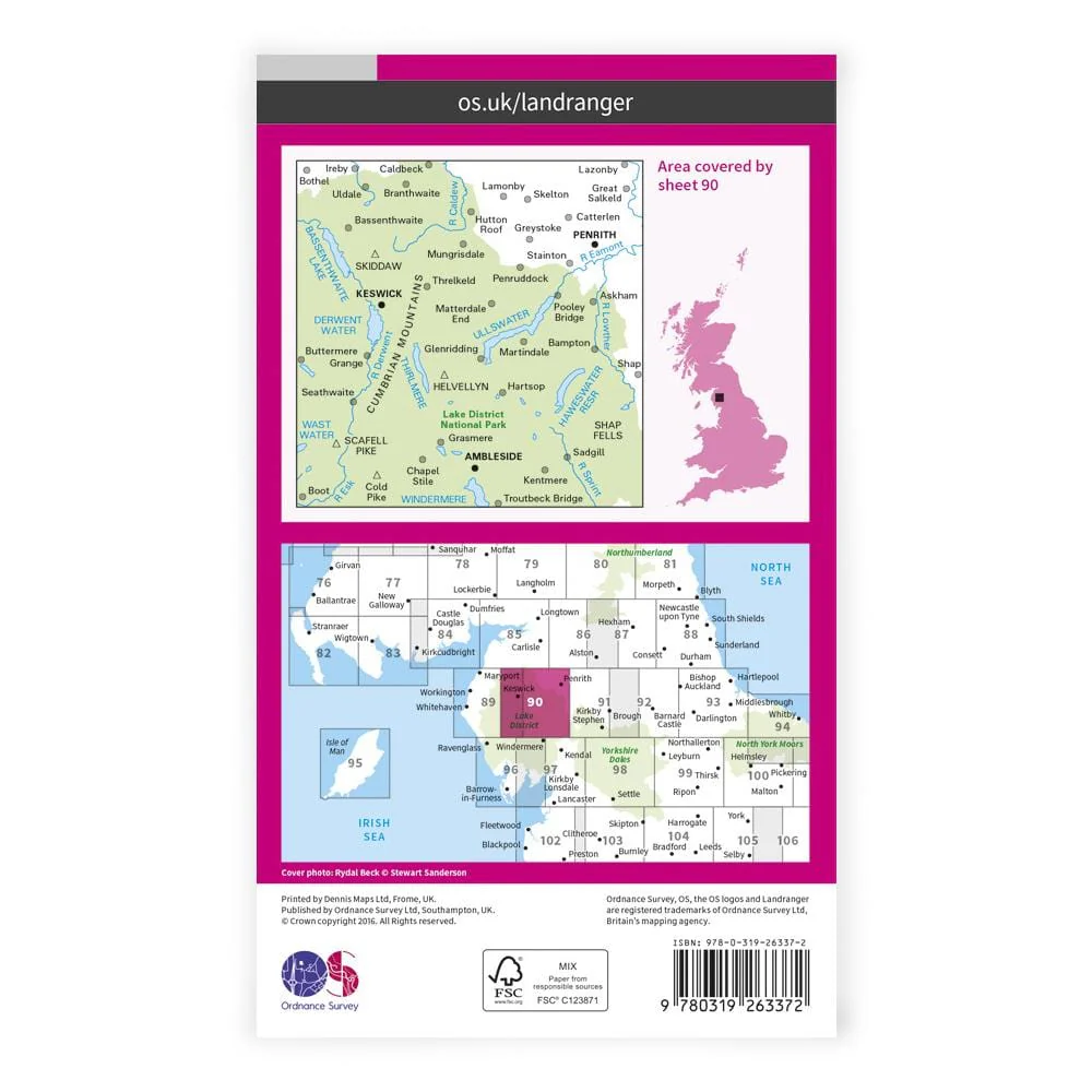 OS Landranger / Penrith & Keswick Ambleside - Image 2
