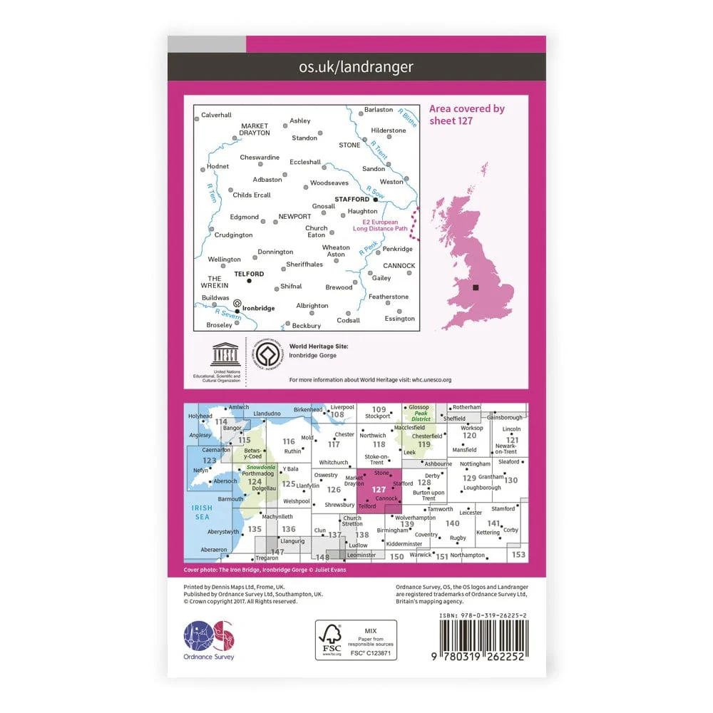 OS Landranger / Stafford & Telford - Image 2