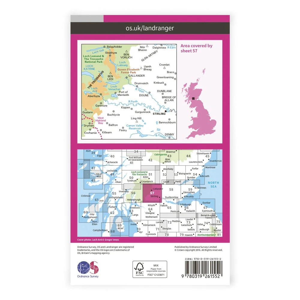 OS Landranger / Stirling & TheTrossachs - Image 2