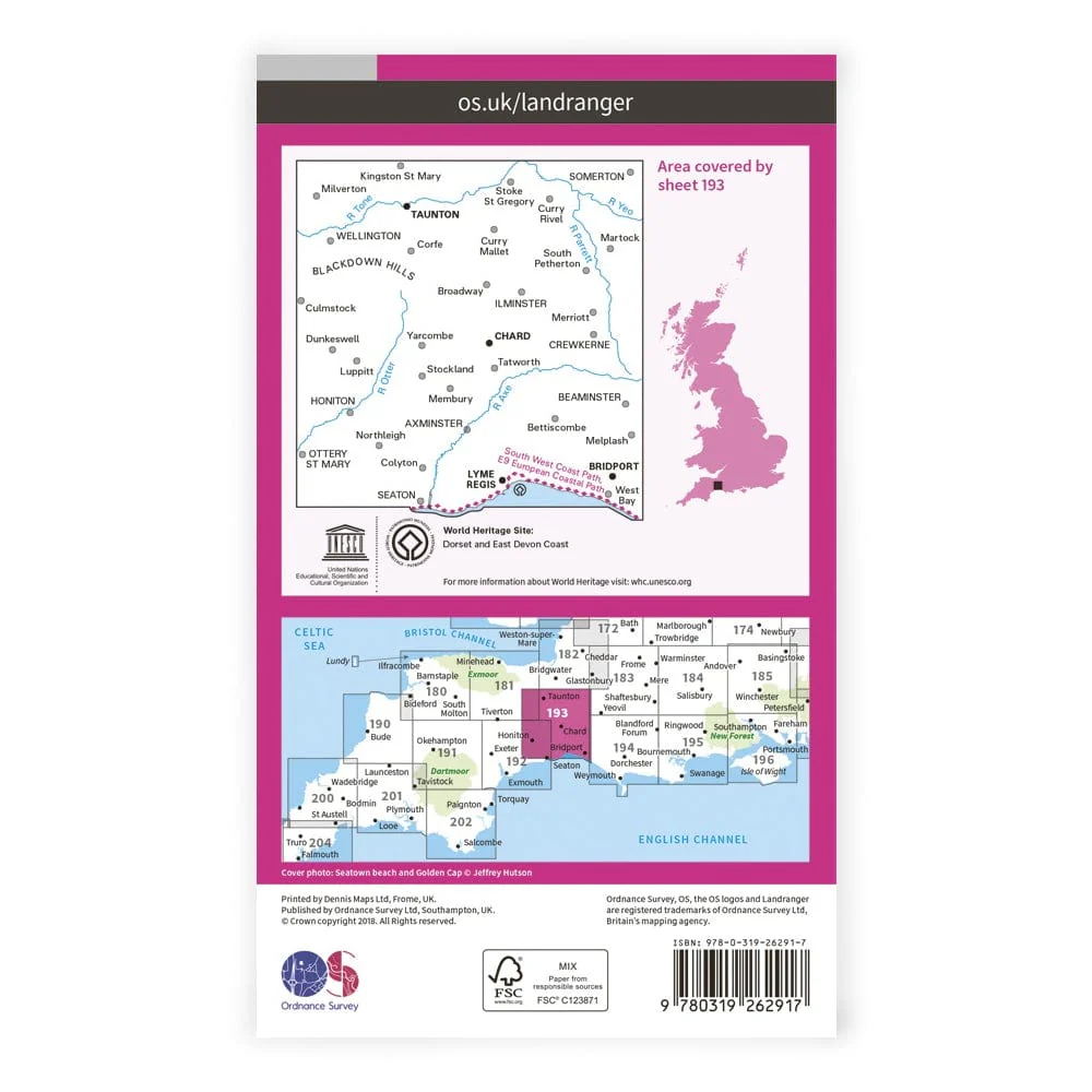 OS Landranger / Taunton & Lyme Regis - Image 2