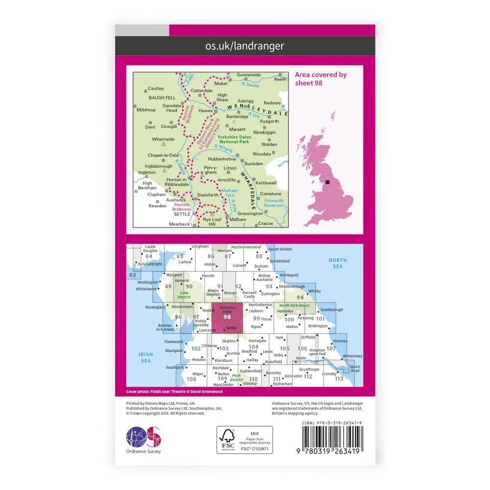 OS Landranger / Wensleydale & Upper Wharfedale - Image 2