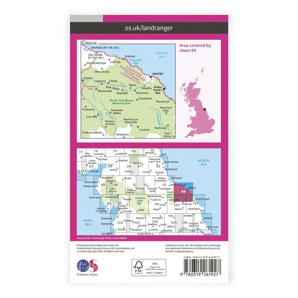 OS Landranger / Whitby & Esk Dale - Image 2